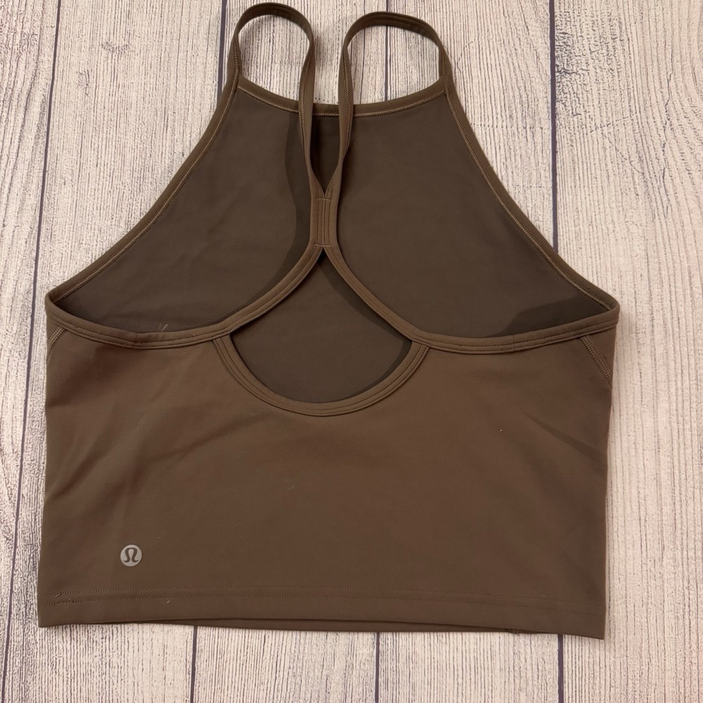 Lululemon Women's Brown High Neck Racerback Longline Sports Bra Crop Tank Top 4